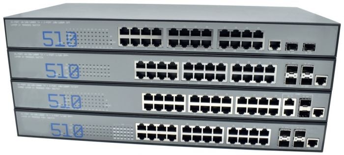 AFI 510 SFP Switch: 4 Ethernet Port, 28 SFP (24 X 100/1Gb, 4 X 10Gb) Port  Switch – American Fibertek