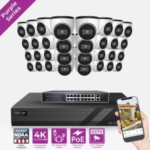 InVid AI-32ZX-18TB 32 Camera 4K Smart AI Surveillance System Turret - 18TB
