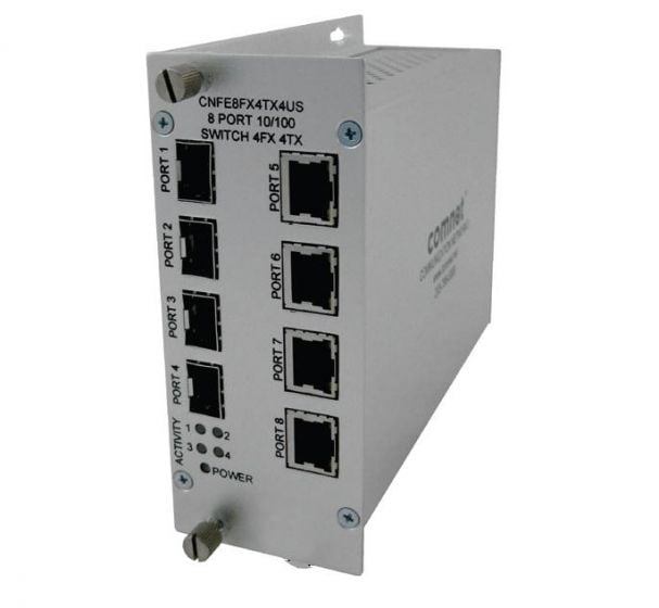 Comnet CNFE8FX4TX4US 8-Port 10/100 Mbps Unmanaged Switch (4TX, 4FX) CNFE8FX4TX4US by Comnet