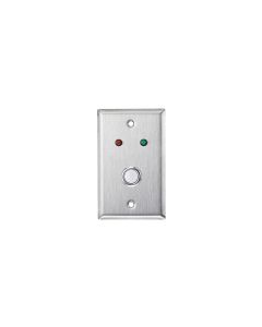 Alarm Controls RP-05 Single Gang Stainless Steel Wall Plate with 1/4" Red And Green LED's and Normally-open Flush White Push Button