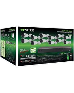 Vitek VT-TN4KTL164TB-2 16 Channel 4 Megapixel 4TB IP PoE NVR with 12ea H.265 IP Bullet Cameras, 2.8mm Lens