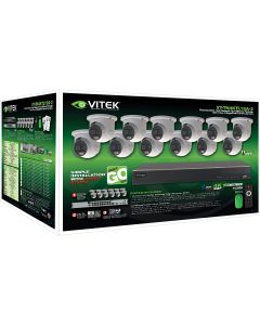 Vitek VT-TN4KTL1616TA-2 16 Channel Transcendent IP PoE NVR 16TB with 12 x 4MP Turret/Ball Cameras, 2.8mm Lenses
