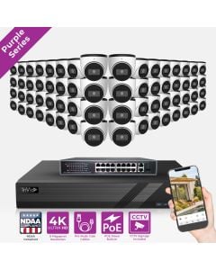 InVid AI-64ZX-10TB 64 Camera 4K Smart AI Surveillance System Turret - 10TB