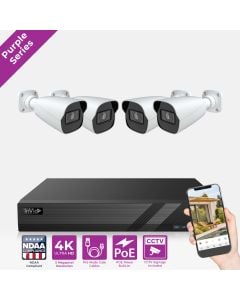 InVid AI-4ZXB-10TB 4 Camera 4K Smart AI Surveillance System Bullet - 10TB