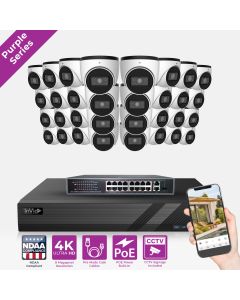 InVid AI-32ZX-12TB 32 Camera 4K Smart AI Surveillance System Turret - 12TB