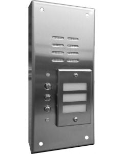 Alpha VI644S03 3 Button Stainless Steel Economy Panel with Surface Side Bends Nameholders and Polycarbonate Cover