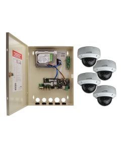 Speco ZIPTW4D1 4 Channel HD-TVI Wall Mount DVR, 1080p, 60fps, 1TB with 4 Outdoor IR Dome Cameras 2.8mm Lens, White