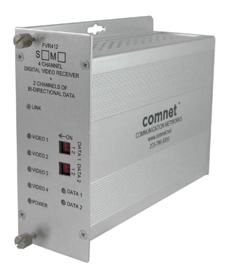 Comnet FVR412M1 4-Channel Digitally Encoded Video Receiver + 2 Bi-directional Data Channels, mm, 1 Fiber FVR412M1 by Comnet