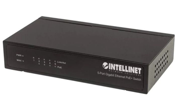 Intellinet 561228 IPS-05G-60W 5 Port Gigabit Ethernet PoE+ Switch 561228 by Intellinet