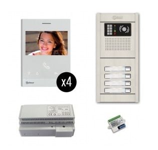 Alpha VKG2-4AS 4-Unit Video-Intercom Kits W/Surface Entry Panel VKG2-4AS by Alpha