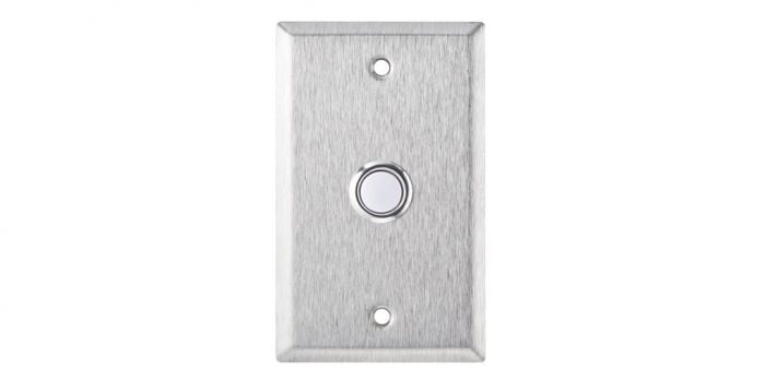 Alarm Controls RP-100 Single Gang Stainless Steel Wall Plate with Normally-open White Flush Push Button RP-100 by Alarm Controls