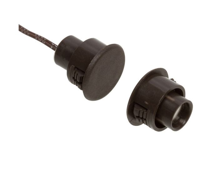 Nascom N1178CB-STFB Recessed 3/4" Stubby Open Loop Switch / Magnet Set for Steel / Wood Doors, Wire Leads, Brown N1178CB-STFB by Nascom