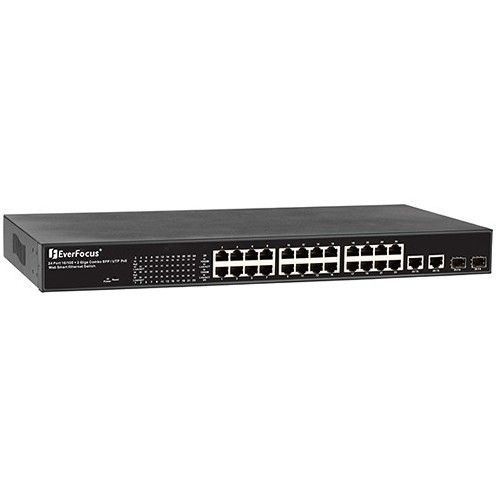EverFocus EPOE24E 24-Port PoE + 2 Gigabit Copper/SFP Combo Web Smart PoE Switch EPOE24E by EverFocus