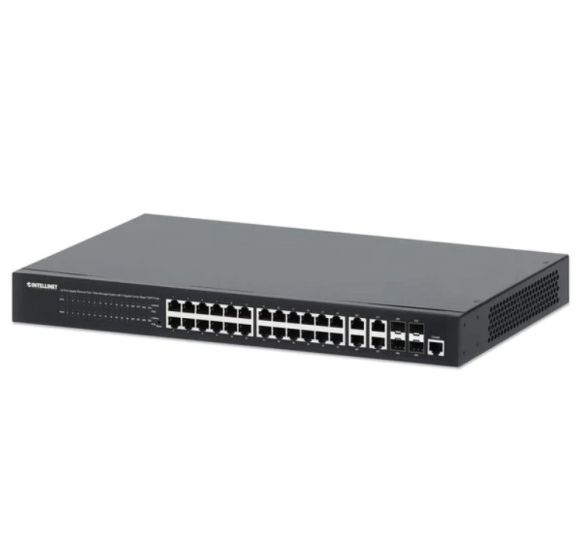 Intellinet 561426 IPS-28GM04-370W 24-Port Gigabit Ethernet PoE+ Web-Managed Switch with 4 Gigabit Combo Base-T/SFP Ports 561426 by Intellinet
