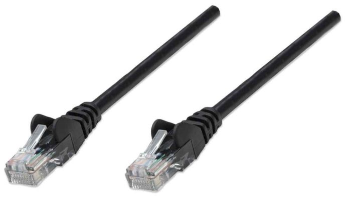 Intellinet 320801 Network Cable, Cat5e, UTP 100% Copper, RJ45 Male / RJ45 Male, 30.0 m (100 ft.), Black 320801 by Intellinet