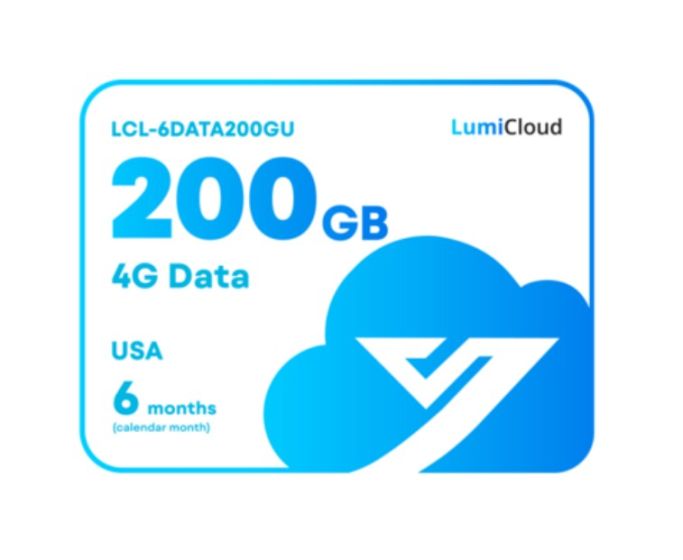 Luminys LCL-6DATA200GU LumiCloud 4G Data 200GB USA, 6 Month Data Plan LCL-6DATA200GU by Luminys