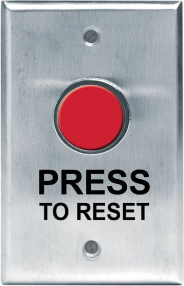 Camden Door Controls CM-8010-13 Vandal Resistant 1" Red Push Button, Single Gang Aluminum, N/C Momentary w/ 'WC System Reset' Text CM-8010-13 by Camden Door Controls