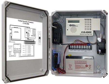 United Security Products CVD-2020 Cellular Dialer Back up in NEMA cabinet w/ AD2000 Dialer CVD-2020 by United Security Products
