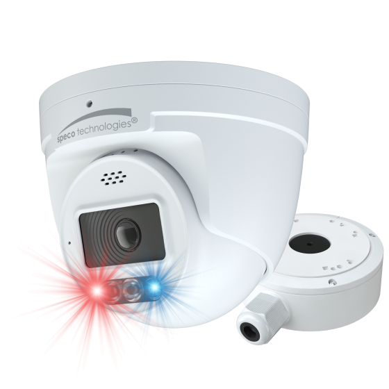 Speco O4TDD2 4MP IP Turret Camera with AI, Audio, and Visual Deterrent, NDAA 2.8mm Lens O4TDD2 by Speco