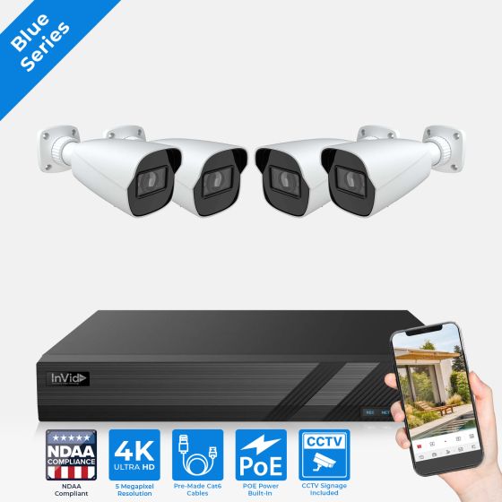 InVid HD-4ZB-2TB 4 Camera 4K Surveillance System Bullet - 2TB HD-4ZB-2TB by InVid