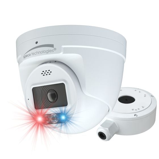 Speco O4TDD2B 4 Megapixel Network IP Audio and Visual Deterrent AI Turret Camera with 2.8mm Lens, Black O4TDD2B by Speco