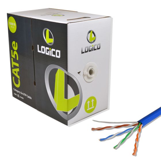 LOGICO C5EU2303 Cat5E UTP Cable 350Mhz 24Awg CMR Riser 1000Ft Blue C5EU2303 by LOGiCO