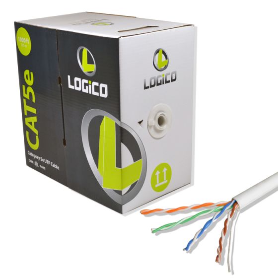 LOGICO C5EU2302 Cat5E UTP Cable 350Mhz 24Awg CMR Riser 1000Ft White C5EU2302 by LOGiCO