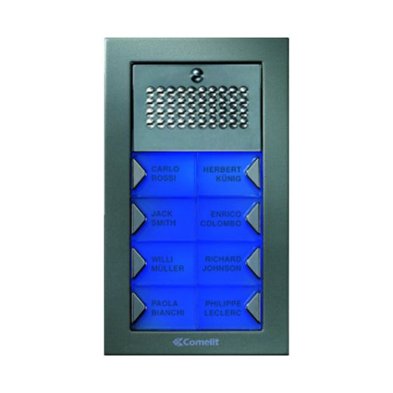 Comelit PA8S Powercom Audio 8 Push Button Surface Mount Entrance Panel PA8S by Comelit