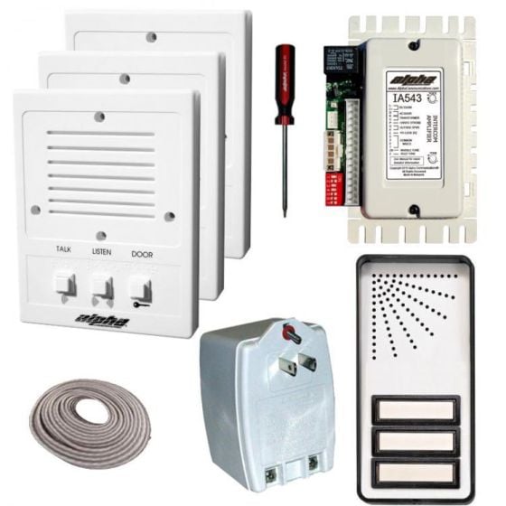 Alpha IK543-3S 3 Unit Entry Intercom Kit+Wire IK543-3S by Alpha