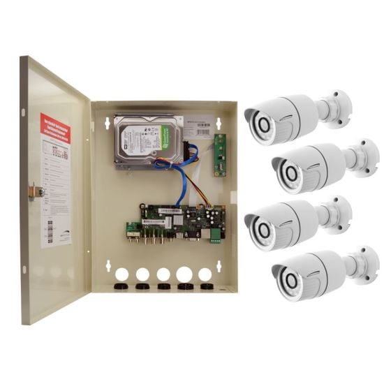 Speco ZIPTW4B1 4 Channel HD-TVI Wall Mount DVR, 1080p, 60fps, 1TB with 4 Outdoor IR Bullet Cameras 2.8mm Lens, White ZIPTW4B1 by Speco