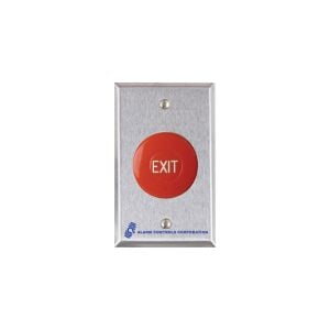 Alarm Controls TS-36 1-1/2" Diameter Red Mushroom Push Button, Engraved "EXIT"