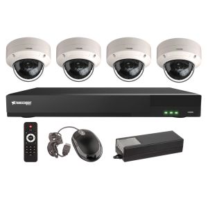 Vitek VT-TH5KT816TD-2 8 Channel 4-IN-1 (TVI/AHD/CVI/CVBS) DVR, 16TB with 4 x 5 Megapixel Vandal Dome Cameras, 2.8mm Lens