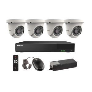 Vitek VT-TH5KT410TD 4 Channel 5-IN-1 (TVI/AHD/CVI/CVBS) DVR, 10TB with 4 x 5 Megapixel Vandal Dome Cameras, 3.6mm Lens