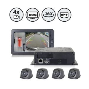 RVS Systems RVS-77555-04 1080p HD 360° Camera System with 7" HD Monitor, Calibration Kit and Backup Sensor Kit