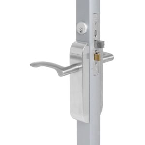 Adams Rite 2190-311-1MV-32D Dual Force Lock with Standard Flat Strike, Clear Anodized Faceplate and Trim Set, 1-1/8" in Satin Stainless
