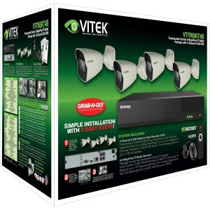 Vitek VT-TN5KT410TB-2 4 Channel Transcendent 10TB IP PoE NVR with 4 x 5 Megapixel H.265 IP Bullet Cameras