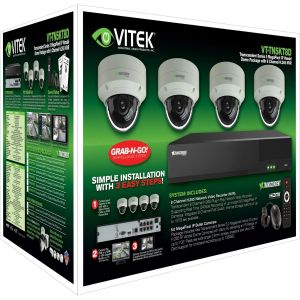 Vitek VT-TN5KT810TD-2 8 Channel Transcendent 10TB IP PoE NVR with 4 x 5 Megapixel H.265 IP Vandal Dome Cameras