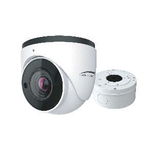 Speco O4VT1M 4 Megapixel Outdoor IP Turret Dome Camera, 2.8-12mm Lens, White housing