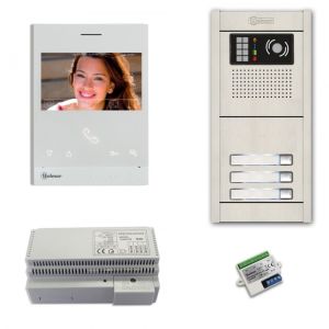 Alpha VKG2-3AF 3-Unit Video Intercom Kit with Aluminum Flush Entry Panel