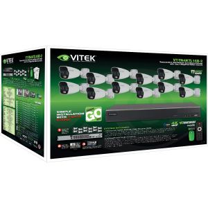 Vitek VT-TN4KTL164TB-2 16 Channel 4 Megapixel 4TB IP PoE NVR with 12ea H.265 IP Bullet Cameras, 2.8mm Lens