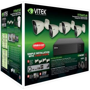 Vitek VT-TN4KTL161TB-2 16 Channel Transcendent IP PoE NVR 1TB with 12 x 4MP Bullet Cameras, 2.8mm Lenses