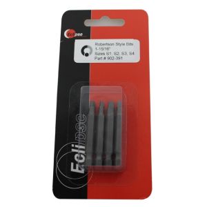 Eclipse Tools 902-391 4 Pc Robertson Style 1-15/16" Insert Bit Set-Sizes: S1, S2, S3, S4