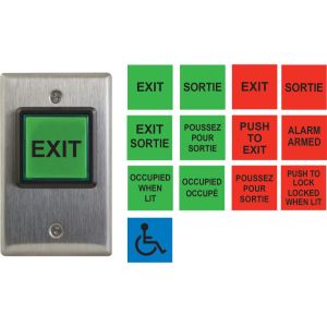 Camden Door Controls CM-30C-DP Square LED Illuminated Push/Exit Switch, DPDT 12/24 Volt