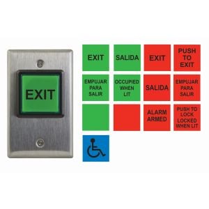 Camden Door Controls CM-30U-DP Square LED Illuminated Push/Exit Switch, DPDT Multi-Label Version, 12/28 Volt