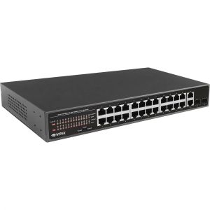 Vitek VT-24P360 24 Port Unmanaged PoE Switch w/1 Gigabit STP Fiber Combo