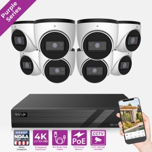 InVid AI-8ZX-6TB 8 Camera 4K Smart AI Surveillance System Turret - 6TB