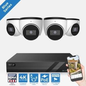 InVid HD-4Z-6TB 4 Camera 4K Surveillance System Turret Blue - 6TB