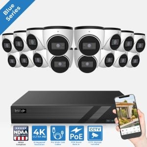 InVid HD-16Z-2TB 16 Camera 4K Surveillance System Turret Blue - 2TB