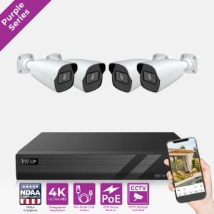 InVid AI-4ZXB-2TB 4 Camera 4K Smart AI Surveillance System Bullet - 2TB