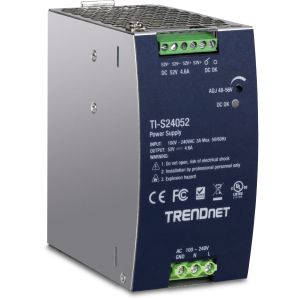 TRENDnet TI-S24052 240W, 52V DC, 4.61A AC to DC DIN-Rail Power Supply with PFC Function